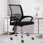 Casa Copenhagen Mesh Mid Back Office Chair/Study Chair/Computer Chair/Revolving Chair/Desk Chair for Work from Home -Metal Base, Height Adjustable Seat - Charcoal Black & Black