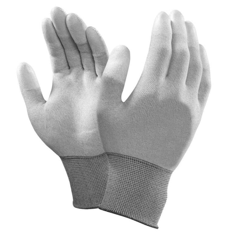 DISHIVA ESD Work Gloves, Carbon Fiber PU Fingertips Coated Non-Slip Anti-Static Gloves for PC Building, Computer Installation & Repair (Large, 1 Pair)