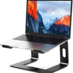 Dimore Laptop Stand for Desk, Aluminium Computer Riser, Ergonomic Notebook Holder, Detachable Metal Laptops Elevator, PC Cooling Mount Support 10 to 17.5 Inches Notebook. (Black)