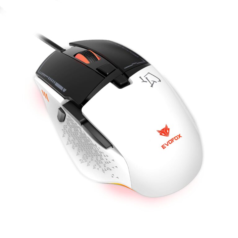 EvoFox Phantom 2 High-Performance Gaming Mouse with 8 Programmable Buttons | 1000Hz Polling Rate | Ultra-responsive 7000 FPS | 12800 DPI | RGB Lights with Music sync Mode, Windows Software | White