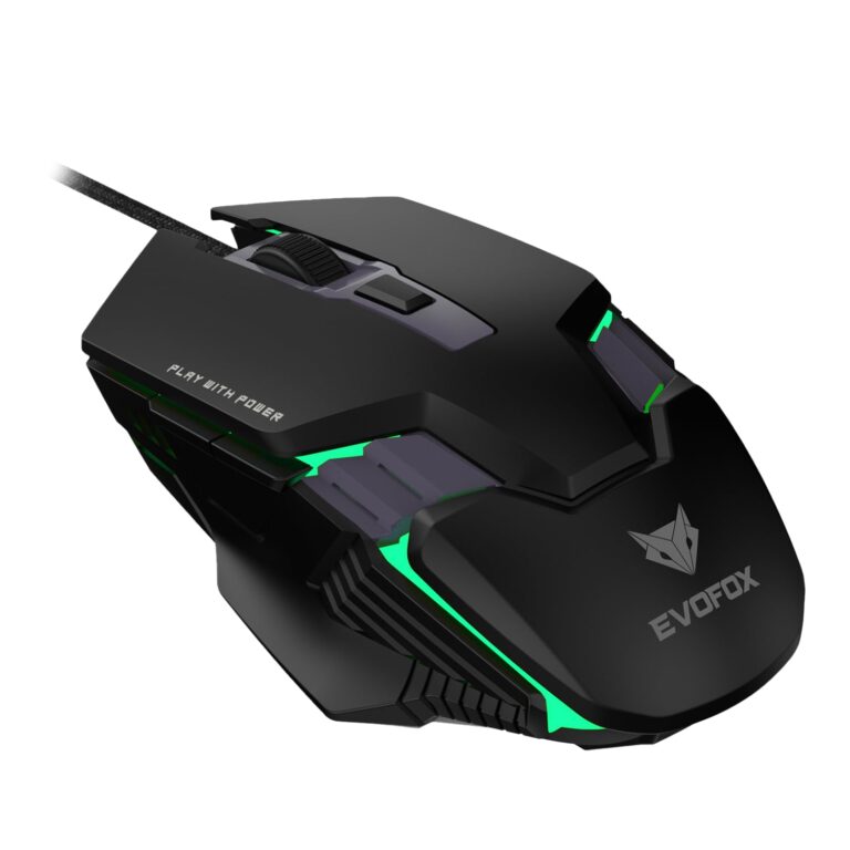 EvoFox Spectre USB Wired Gaming Mouse with Upto 3600 DPI Gaming Sensor | 6 Buttons Design | Upto 7 Million Clicks | 7 Colours Rainbow Lighting with Breathing Effect | 1.5m Braided Cable (Black)