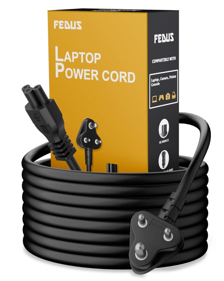 FEDUS 16.4 Feet 3 Pin AC Laptop Power Cord Cable Notebook Computer Replacement Charger Cord Wire 18AWG Laptop Adapter Power Cable Laptop Charger Power Cord Universal Mickey Mouse Connector Power Cord