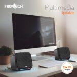 FRONTECH 2.0 USB Powered Multimedia Speakers with RGB Lights | 2 x 3W Drivers (5.2 cm) | AUX Connectivity | for Laptop, PC, Mobile | 1 Year Warranty (SPK-0007, Black)