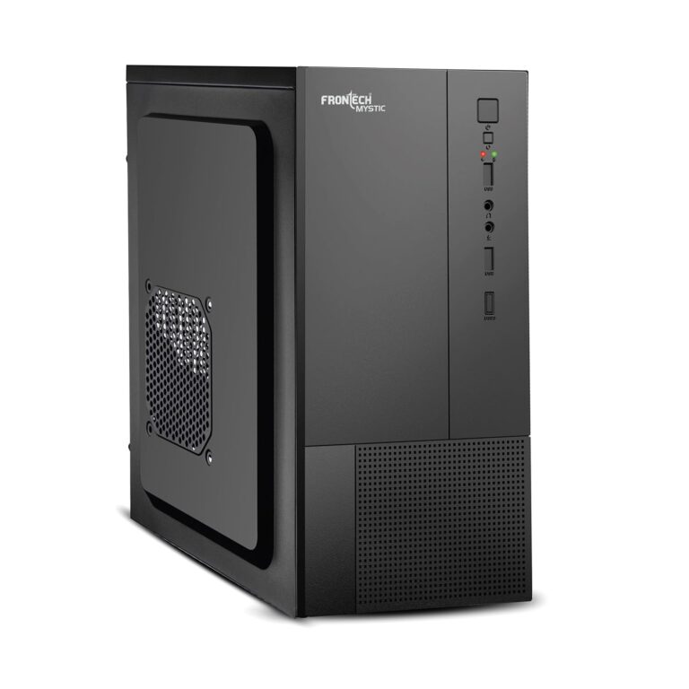 FRONTECH Mystic Silver Series Cabinet/Computer Case with HD Audio | ATX/Mini ATX Compatible | 2 Front USB - 2.0 | Ideal for Home/Office/Gaming (FT-4279, Black)