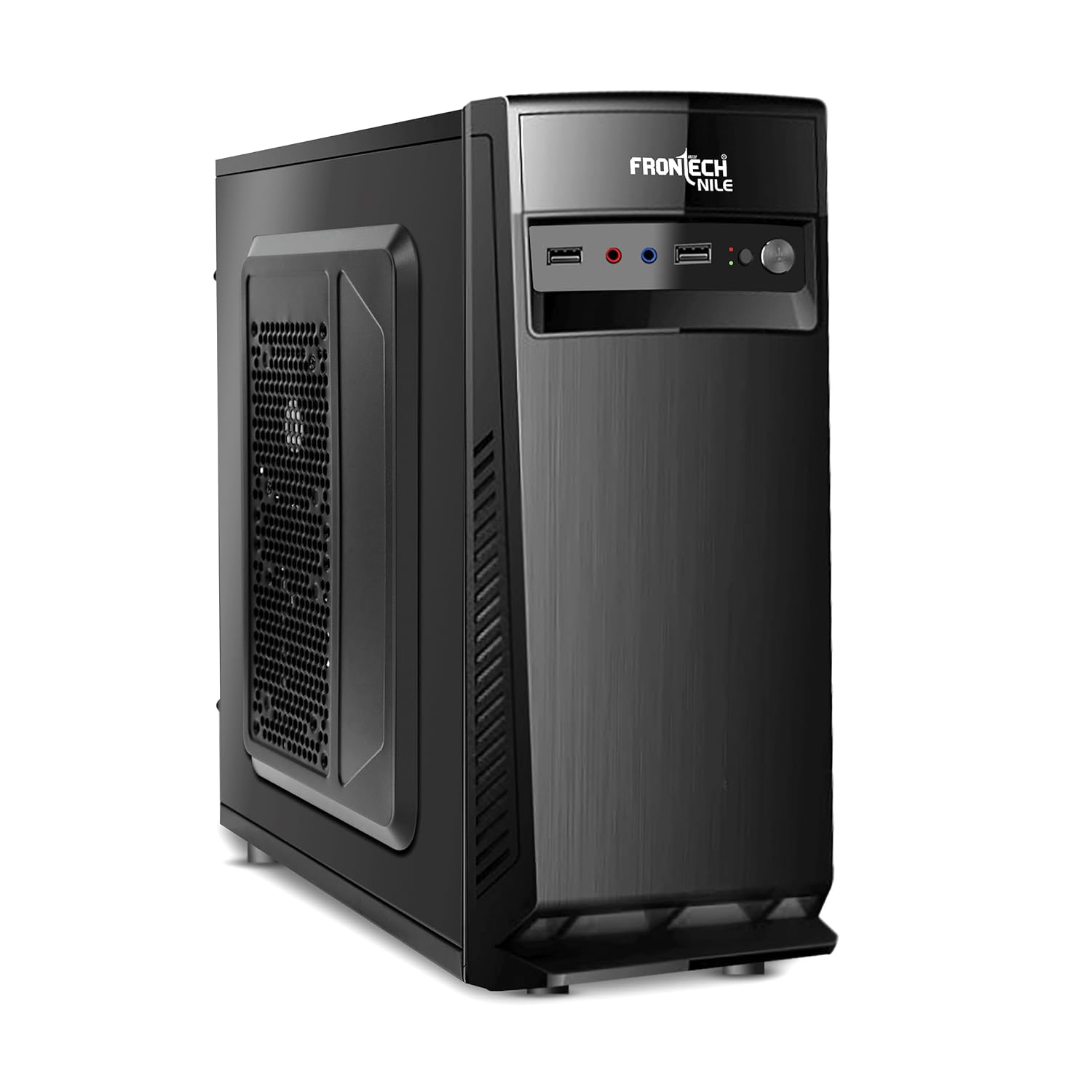 FRONTECH NILE Silver Series Cabinet/Computer Case with HD Audio | ATX/Mini ATX Compatible | 2 x Front USB | Ideal for Home/Office/Gaming (FT 4266, Black)