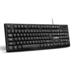 FRONTECH Wired Keyboard | 104 Keys with Super Slim Design| USB Plug & Play | Comfortable Design (KB-0046, Black)