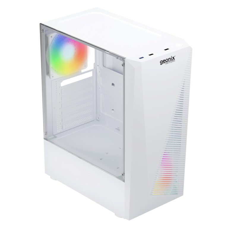 GEONIX Tempered_Glass X10 ATX Gaming Cabinet/Computer Case with 3 RGB Fans,2 USB 2.0 Slots,2 HDD Slots,USB 3.0 Slot,Ssd Slot,7 Expansion Pci Sockets(White)