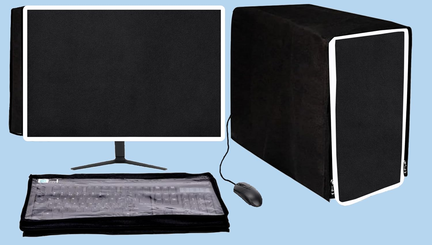 GUTSAV SALES Computer Desktop 3 in 1 DustProof Cover Combo 24 Inch Computer Desktop CPU Keyboard Cover Set of 3 in Size of 21x1.5x15 Inch