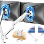 HEYMIX Dual Monitor Stand, Adjustable Computer Monitor Arm Gas Spring Swivel Dual Monitor Mount, Dual Arm Gas VESA Monitor Stand for 13“-32‘’ LED/LCD Gaming Monitors up to 9kg with 2-Grommet Mounting