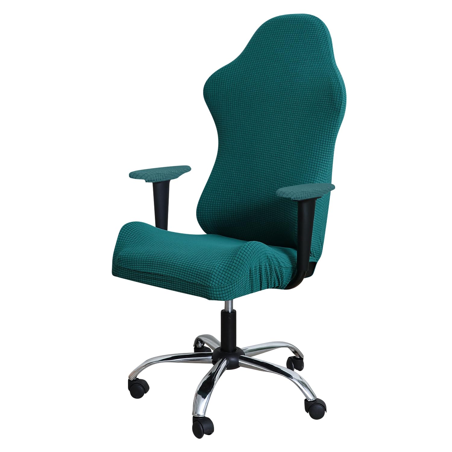 HOKIPO Gaming Chair Cover Stretchable Elastic Jacquard Computer Rotating Chair Seat Covers Slipcover(TEAL-AR5008)