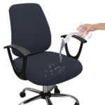HOTKEI Dark Grey Dry Fit Office Chair Cover Set of 2 Water Resistant Seat Chair Covers 220GSM Fabric Stretchable Rotating Computer Chair Slipcovers Protector High Chair Cover Office Desk Chair 2 Pcs