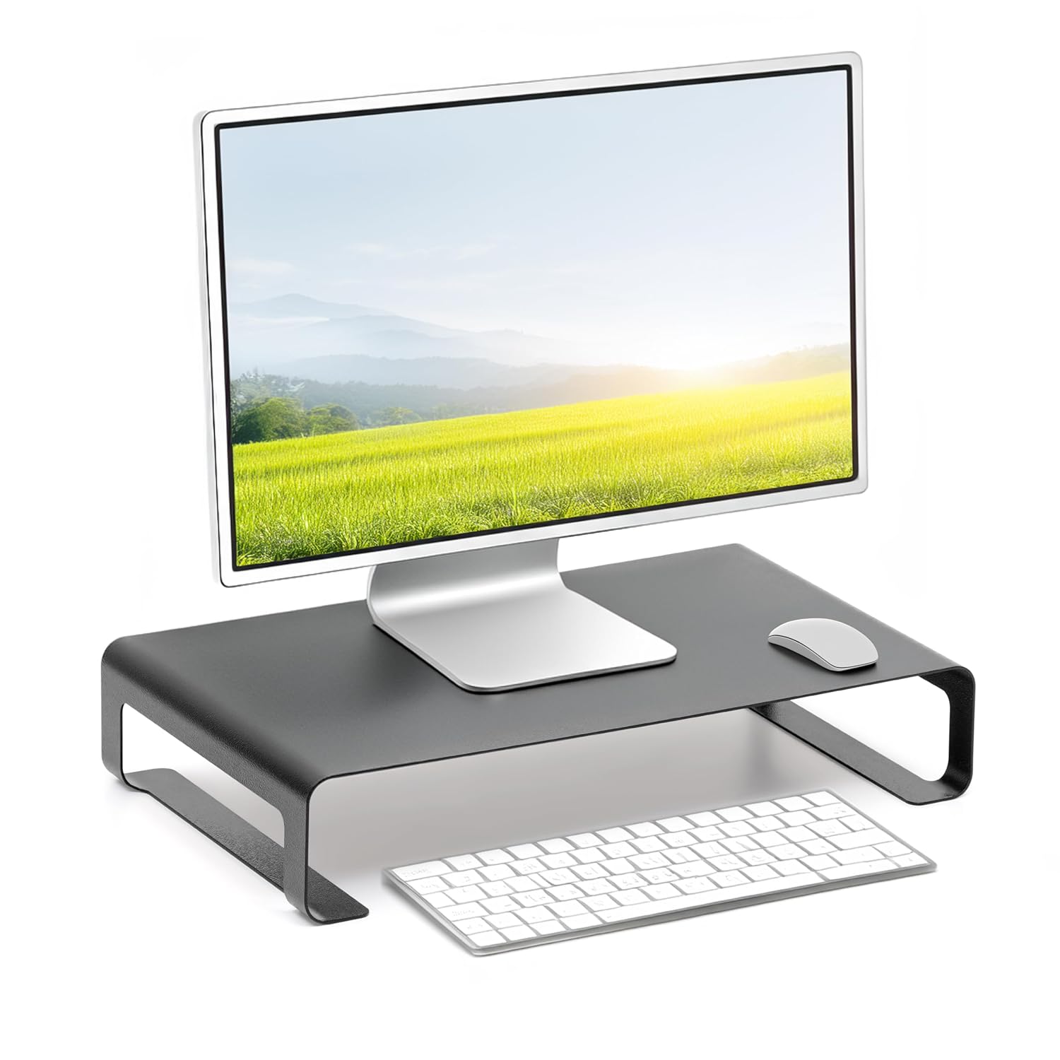 Livzing Metal Monitor Stand Monitor Riser Desk Organizer Supports Upto 20 KG Multipurpose PC Computer Screen Gaming Notebook Desktop Laptop Stand Shelf Printer Stand For Home and Office Black