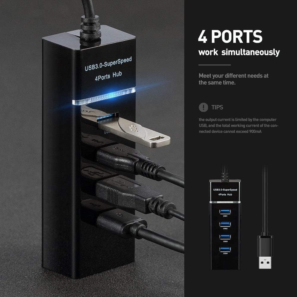NKL® Portable Mini USB HUB 4 Port SuperSpeed 3.0 Led Indication for PC, Laptop, Computer Pendrive, Mouse, Keyboards, Camera, Mobile, Tablet, TV Etc (Working) All Windows and USB Product_P88