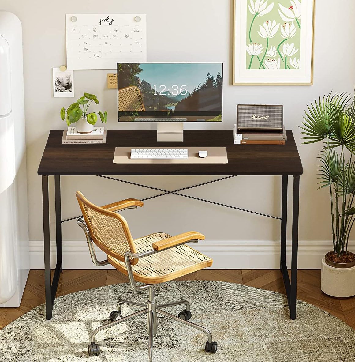 QARA Wood Computer Table For Home |Desktop Office Study Table| Laptop Table (Crysta-Dark Oak), 61 CM, 92 CM, 76 Cm