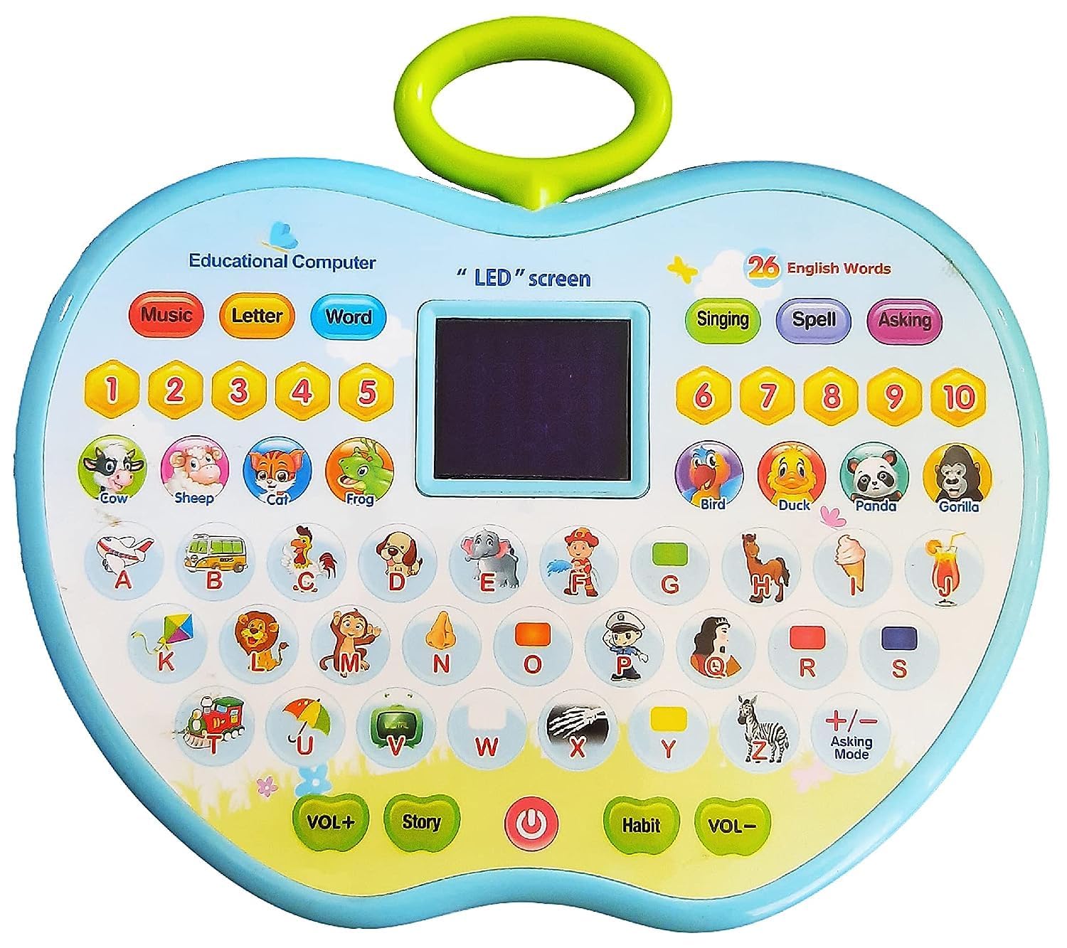 RKZ Educational Mini Computer Toy for Kids, 26 English Words, LED Screen