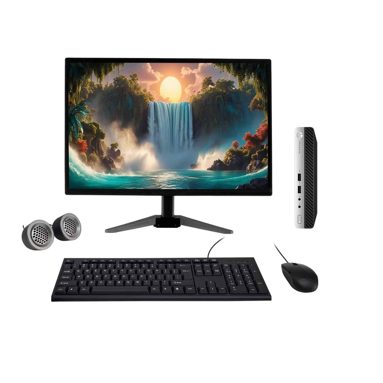 (Refurbished) HP ProDesk 19" HD All-in-One Desktop Computer Set (Intel Core i5 8th Gen, 8 GB RAM, 256 GB SSD, 19" HD LED Monitor, KB & Mouse, Speakers, WiFi, Windows 11, MS Office)