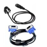 SAWSHIELD Combo Set of Male to Male 15 Pin VGA and Power Cable for Computer CPU, Monitor, Printer,TFT (Blue-Black,1.5metre)