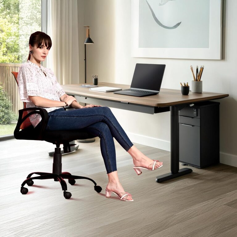 Seventh Heaven Blaze Mid Back Office Chair for Work from Home | Study Chair | Revolving Chair | Computer Chair : (Heavy Duty Powder Coated Metal Base, Orange Mesh)