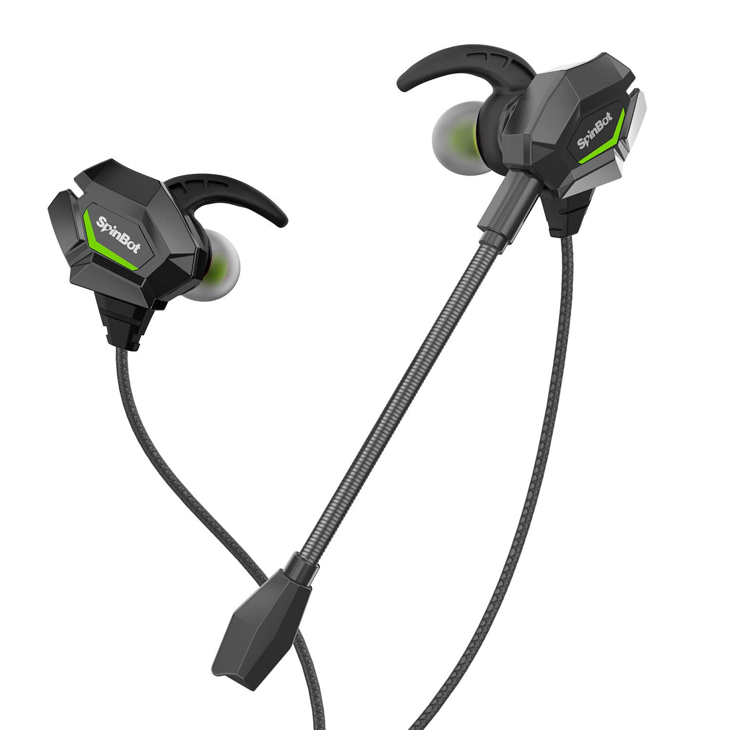 SpinBot BattleBudz W20 Wired in Ear Gaming Earphones with mic for Mobile, PC/Laptop, Xbox One, PS4, PS5 (Green)