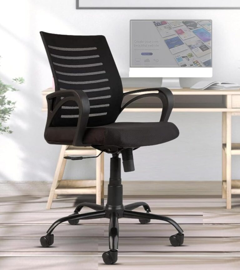 TAPODHANI Desire Mesh Mid Back Ergonomic Hostel/Clinic/Office Chair/Study Chair/Revolving Chair/Computer Chair for Work from Home Metal Base Seat Height Adjustable Chair