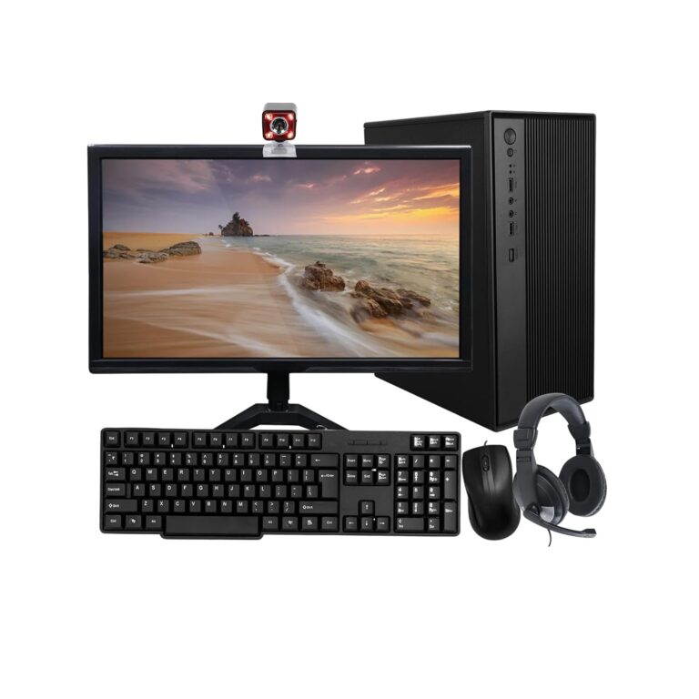 TECNICO Student Learning Desktop Set, 20" HD All-in-One Computer, Dual Core 3rd Gen, 4 GB RAM, 128 GB SSD, 20" LED Monitor, Keyboard & Mouse, Webcam, Headphone & Mic, WiFi, 2 Years Warranty