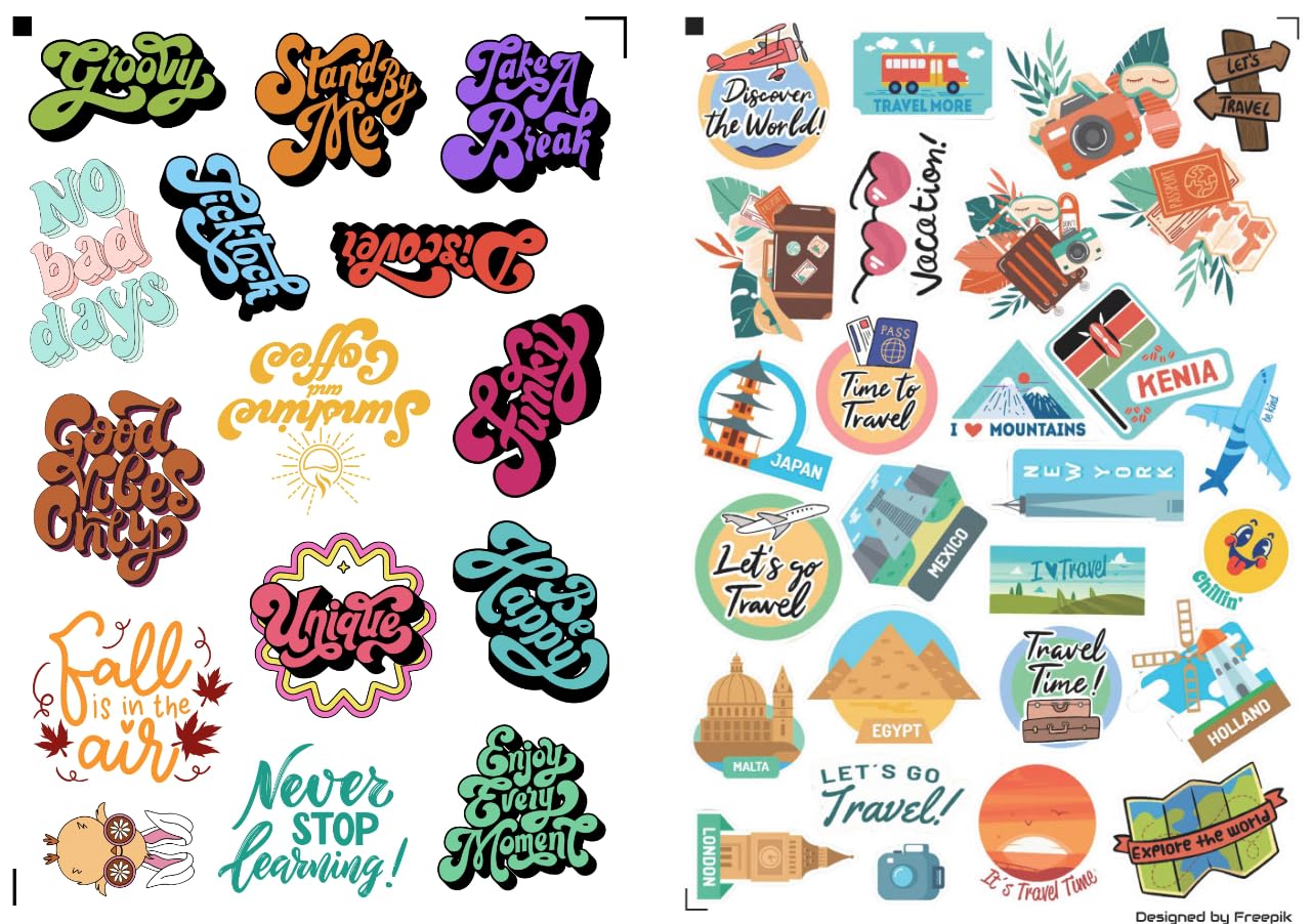 Travel Groovy Well Done Vinyl Stickers for Laptop, Journal, Guitar, Mobile Phone, Waterproof (Set 04)